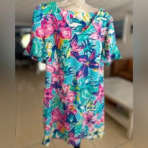 Pink and Blue Flutter Sleeve Sundress